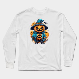 A pumpkin holding a piece of wood Long Sleeve T-Shirt